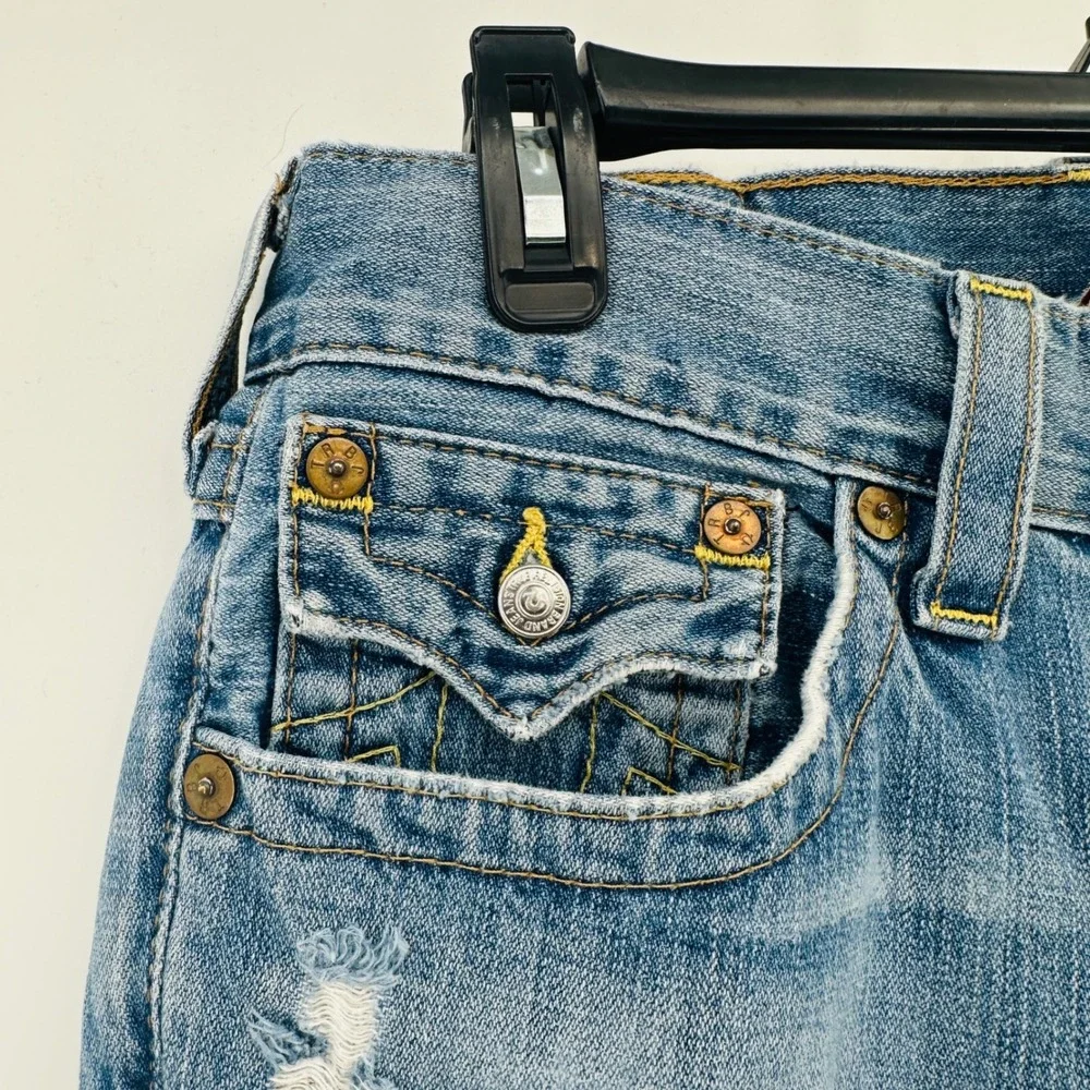 True Religion Billy Jeans Mens 32 Blue Distressed Bootcut Y2K Made in USA